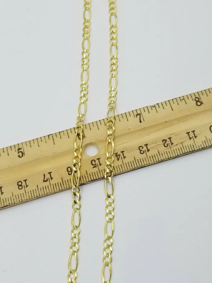 Globalwatches10 Necklaces 10K Yellow Gold Chain Necklace Figaro Link 24 inches 6mm Men Women SOLID Link