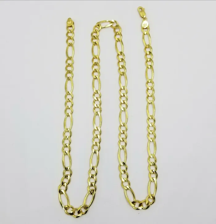 Globalwatches10 Necklaces 10K Yellow Gold Chain Necklace Figaro Link 24 inches 6mm Men Women SOLID Link
