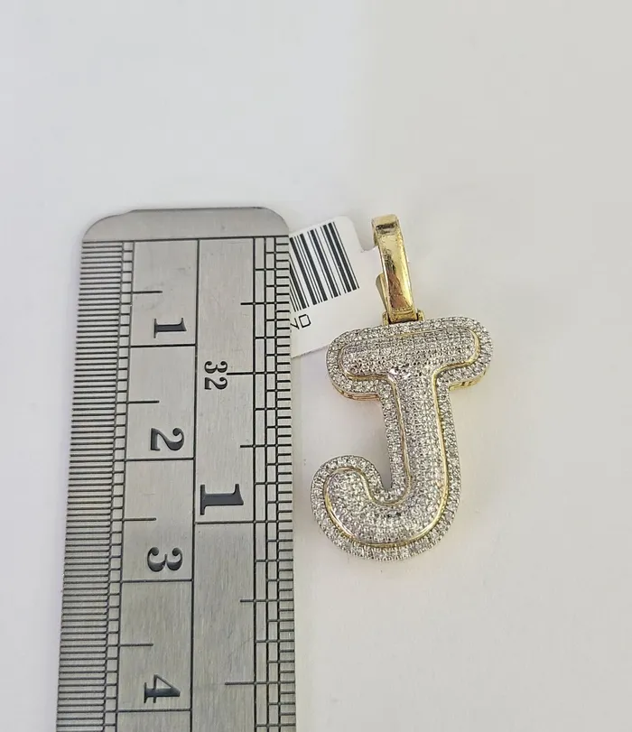 Gold and Diamond Necklaces 10K Franco Chain Diamond J Pendant Initial Charm Letter Necklace 1824 15mm