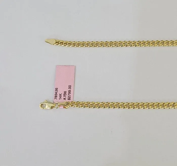 Gold and Diamond Necklaces Real 10k Yellow Gold Chain Cross Charm Set Miami Cuban Link 4mm Necklace Pendant
