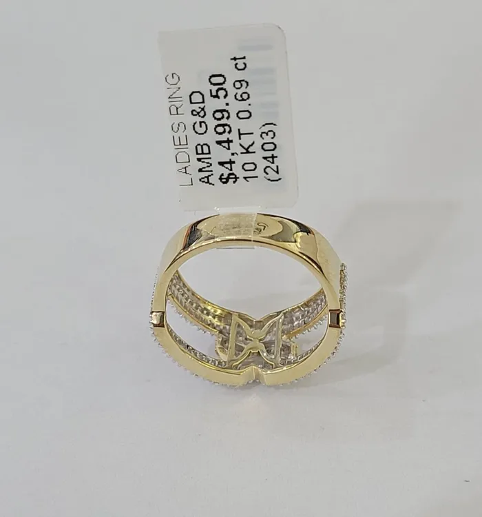 Gold and Diamond Real 10k Yellow Gold Diamond Ladies Ring Women Casual Engagement Wedding Rings