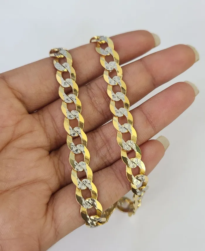 Necklaces 14k Gold Solid Cuban Curb Link Chain Necklace REAL 8mm 2030 Inches Diamond Cuts Globalwatches10