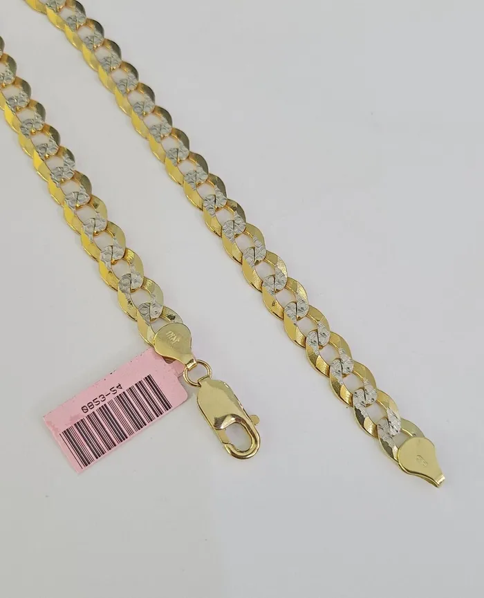 Necklaces 14k Gold Solid Cuban Curb Link Chain Necklace REAL 8mm 2030 Inches Diamond Cuts Globalwatches10