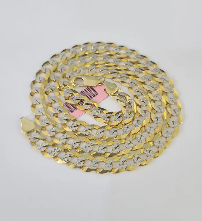 Necklaces 14k Gold Solid Cuban Curb Link Chain Necklace REAL 8mm 2030 Inches Diamond Cuts Globalwatches10