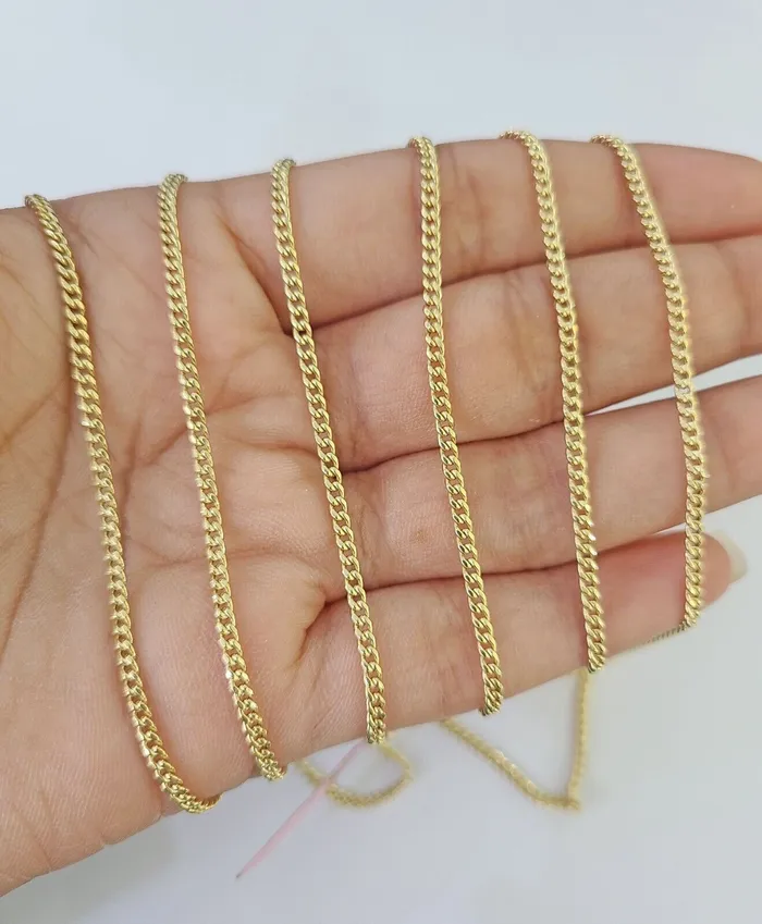 Necklaces 14k Yellow Gold Miami Cuban Link Chain Necklace 2mm 1826 Inches Real Gold and Diamond