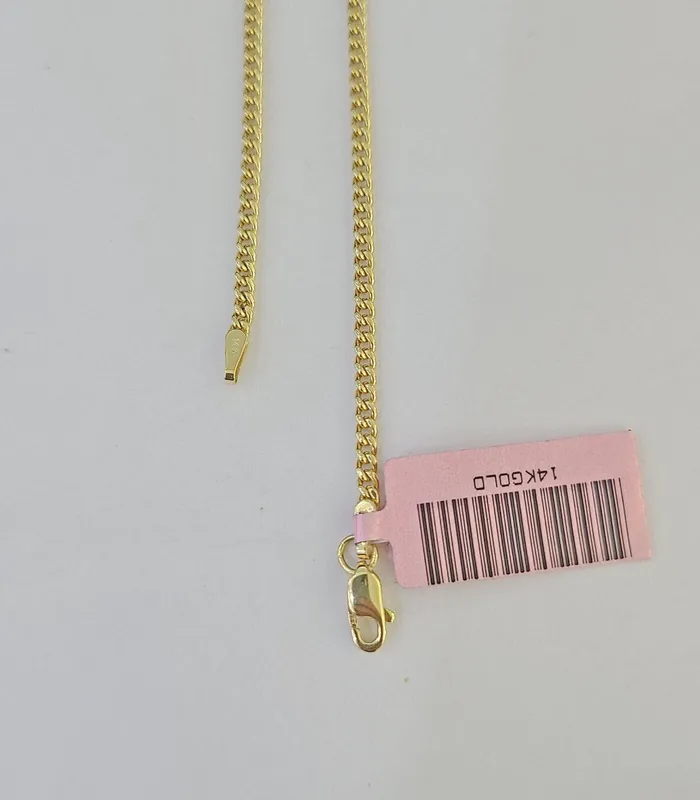 Necklaces 14k Yellow Gold Miami Cuban Link Chain Necklace 2mm 1826 Inches Real Gold and Diamond