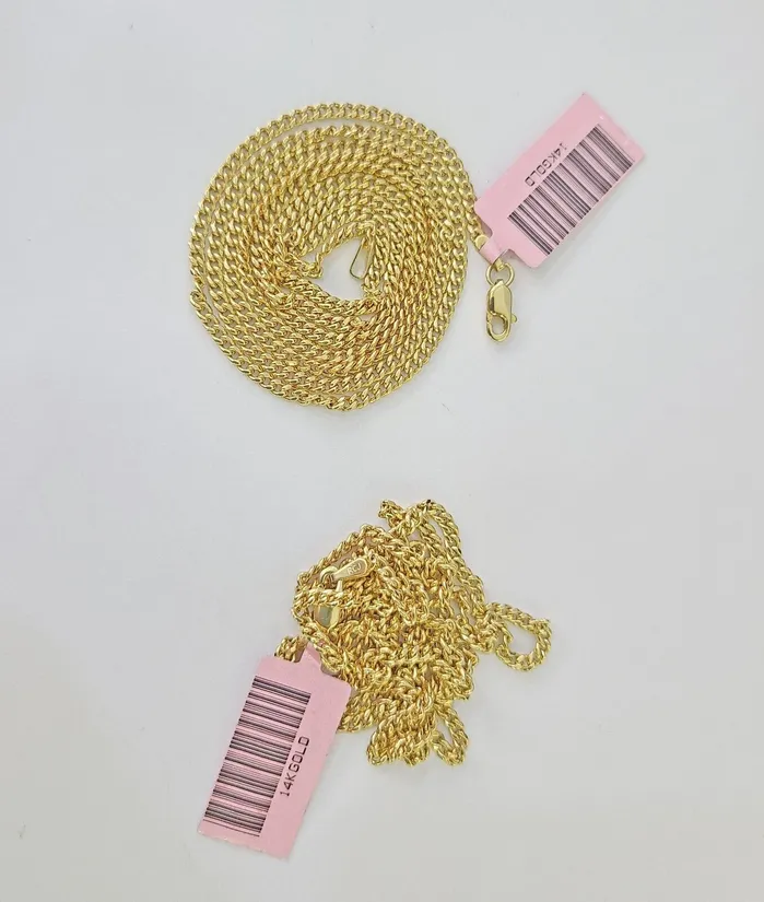 Necklaces 14k Yellow Gold Miami Cuban Link Chain Necklace 2mm 1826 Inches Real Gold and Diamond