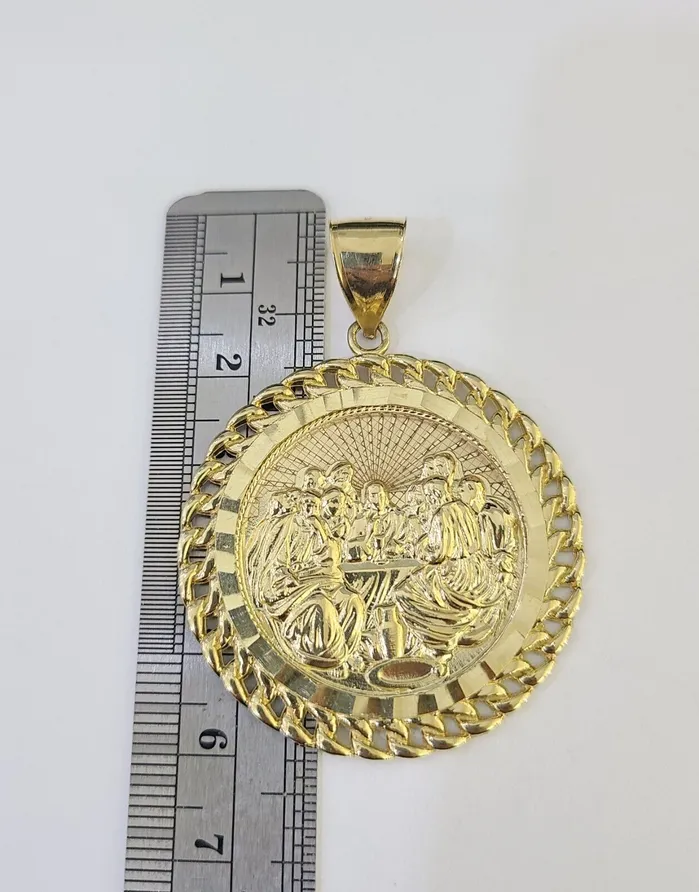 Necklaces Gold and Diamond 10k Solid Rope Chain Last Supper Charm Set 4mm 1828Inch Necklace REAL Gold