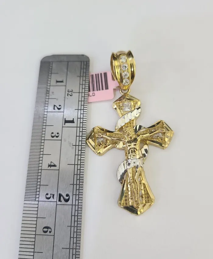 Necklaces Gold and Diamond Real 14k Rope Chain Jesus Cross Charm Yellow Gold Set 5mm 2030 Necklace