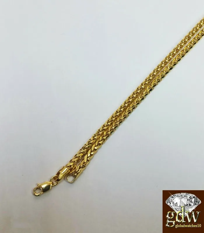 Necklaces Real 10K Yellow Gold 6mm 30 Palm Chain with head Charm Pendant Gold and Diamond