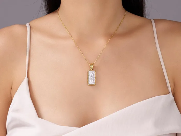 GG GOLD NEW Necklaces GURHAN Pointelle Gold Diamond Pendant Necklace 36x12mm Rectangle Stone Cluster GG GOLD NEW Necklaces GURHAN Pointelle Gold Diamond Pendant Necklace 36x12mm Rectangle Stone Cluster