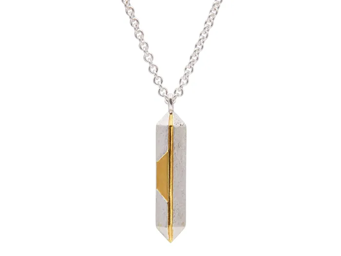 GG SILVER CLR Necklaces GURHAN Deco Sterling Silver Pendant Necklace 30 Long Chain Gold Accents