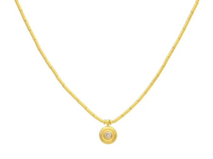 GURHAN Droplet Gold Diamond Pendant Necklace 8mm Round GG GOLD CLS Necklaces