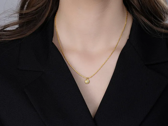 GURHAN Droplet Gold Diamond Pendant Necklace 8mm Round GG GOLD CLS Necklaces GURHAN Droplet Gold Diamond Pendant Necklace 8mm Round GG GOLD CLS Necklaces