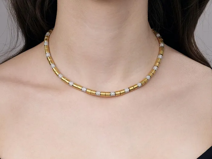 GURHAN Vertigo Gold Diamond SingleStrand Beaded Short Necklace 55mm Smooth Beads White Gold Pave Stations GG GOLD TRAD Necklaces GURHAN Vertigo Gold Diamond SingleStrand Beaded Short Necklace 55mm Smooth Beads White Gold Pave Stations GG GOLD TRAD Necklaces