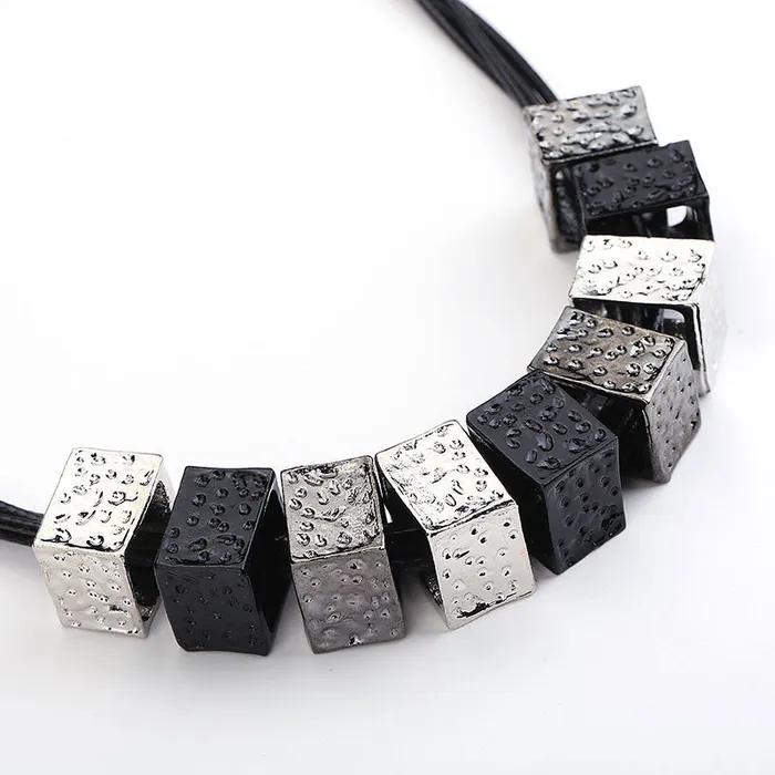 sparklingselections Necklaces Black Geometric Metal Mix Color Rope Chain Necklace sparklingselections Necklaces Black Geometric Metal Mix Color Rope Chain Necklace