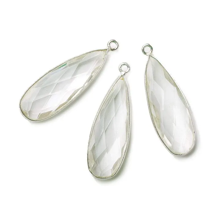 Beadsofcambaycom Necklaces 32x12mm Silver 925 Bezeled Crystal Quartz Pear Pendant 1 piece Beadsofcambaycom Necklaces 32x12mm Silver 925 Bezeled Crystal Quartz Pear Pendant 1 piece