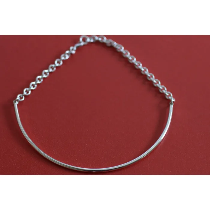 Erosmoon Rings Discreet Day Collar Removable Sterling O ring 3mm Sterling Silver 8g Chain Back Section Handmade BDSM Collar