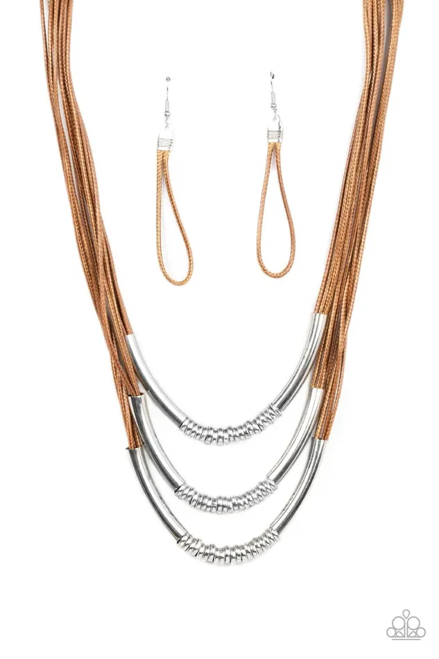 Mechanical Mania Brown Necklace Jewelry by Bretta Paparazzi Accessories Necklaces