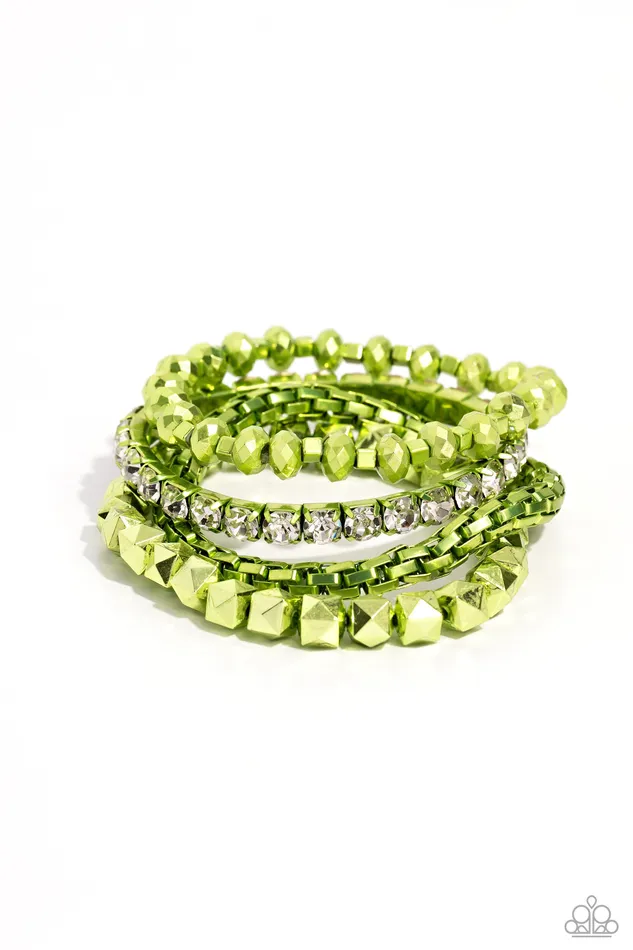 Paparazzi Accessories Punk Pattern Green Bracelet Jewelry by Bretta Bracelets
