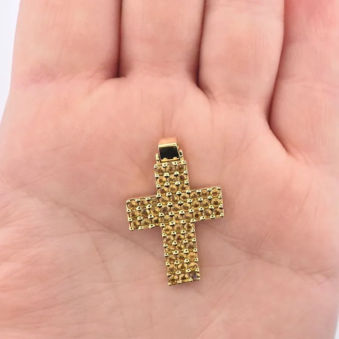 Roberto Coin Citrine Gold Cross Pendant Roberto Coin Necklaces