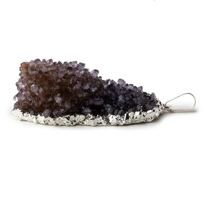Silver Leafed Purple Crystal Convex Drusy Pendant with Bail 1 focal bead 42x30x17mm A Grade Beadsofcambaycom Necklaces Silver Leafed Purple Crystal Convex Drusy Pendant with Bail 1 focal bead 42x30x17mm A Grade Beadsofcambaycom Necklaces