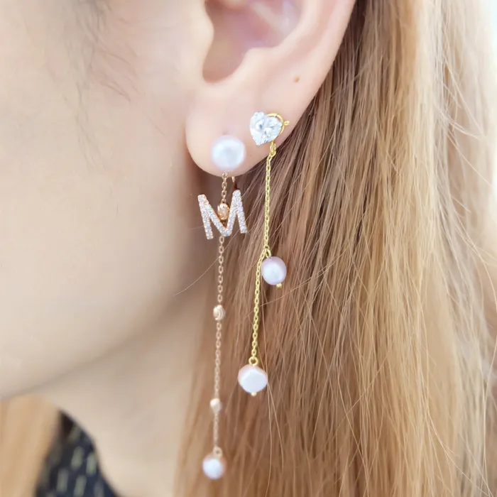 acemijewelry Earrings Initial Earring Long Romantic Charm