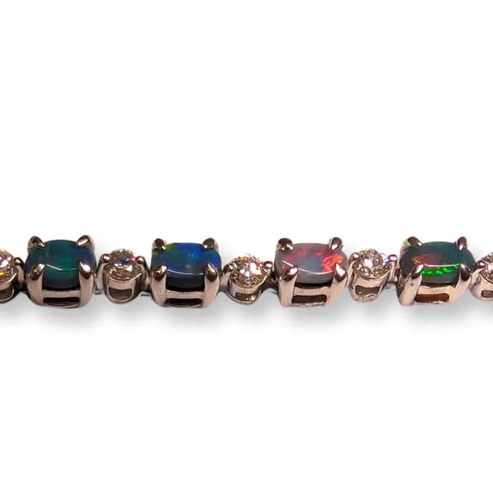 Australian Opal Cutters Bracelets Australian Opal Black Bracelet set in Sterling Silver