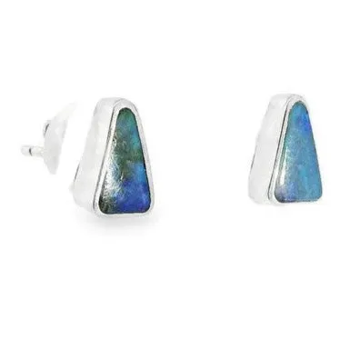 Australian Opal Cutters Earrings Australian Opal Boulder Earrings set in Sterling Silver Australian Opal Cutters Earrings Australian Opal Boulder Earrings set in Sterling Silver