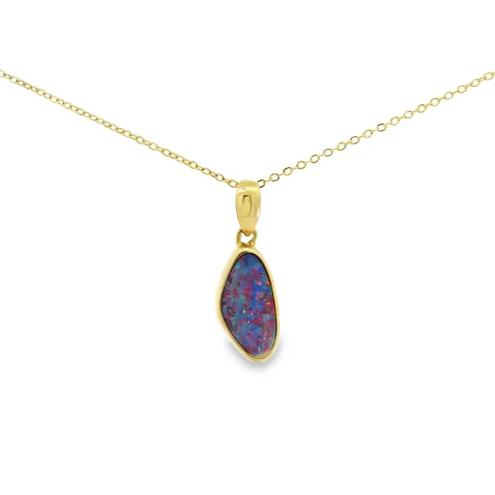 Australian Opal Cutters PreStyled Sets Australian Opal Doublet Pendant set in 14K Yellow Gold