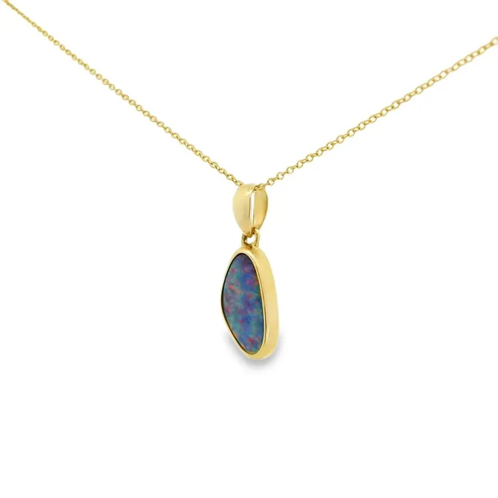 Australian Opal Cutters PreStyled Sets Australian Opal Doublet Pendant set in 14K Yellow Gold