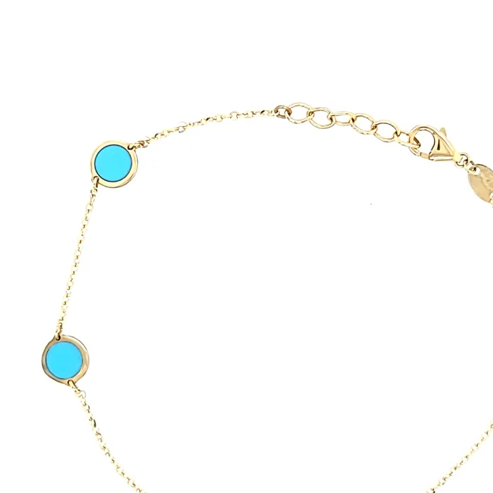 Bracelets AN 14k Yellow Gold Turquoise Bezel Bracelet I7782
