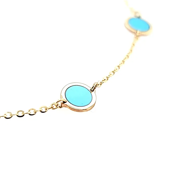 Bracelets AN 14k Yellow Gold Turquoise Bezel Bracelet I7782