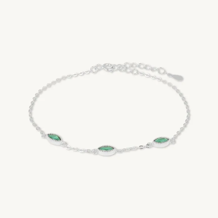 Camile Stone Bracelets Trio Emerald Evil Eve Marquise Chain Bracelet