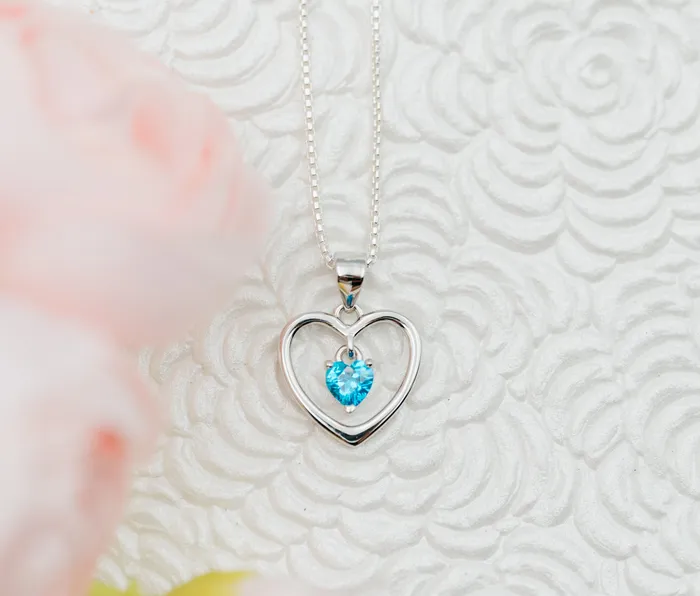 Cherished Moments Sterling Silver Birthstone Dancing Heart Necklace for Girls Necklaces