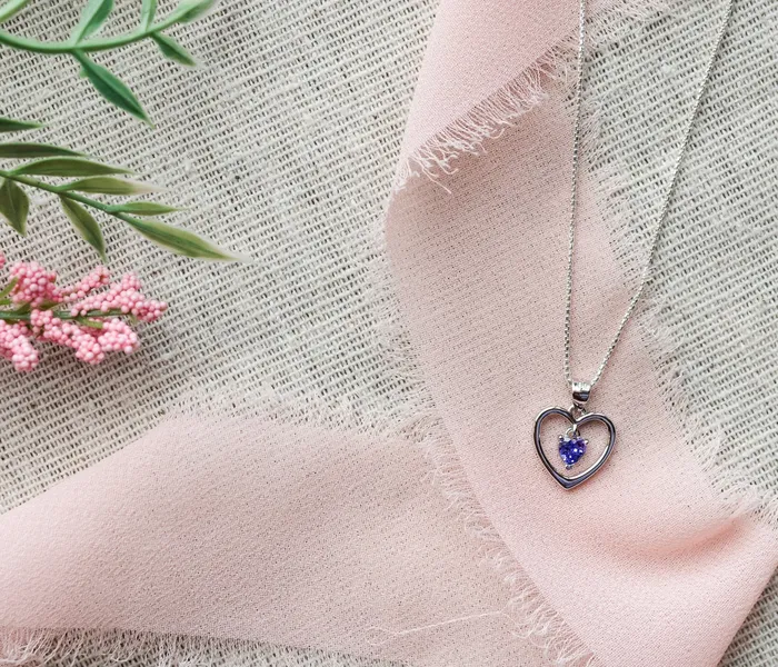 Cherished Moments Sterling Silver Birthstone Dancing Heart Necklace for Girls Necklaces