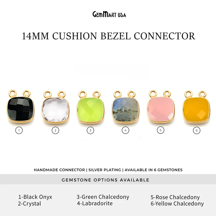 Cushion 14mm Cat Bail Gold Bezel Gemstone Connector Pick Stone Lot Size GemMartUSA Earrings