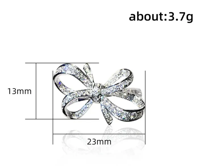 Diamond Ribbon Ring Ribbon Ring Bow Ring Diamond Bow Ring Diamond Charm Ring Diamond Ring for Girlfriend Silver Ribbon Ring Minx London Rings