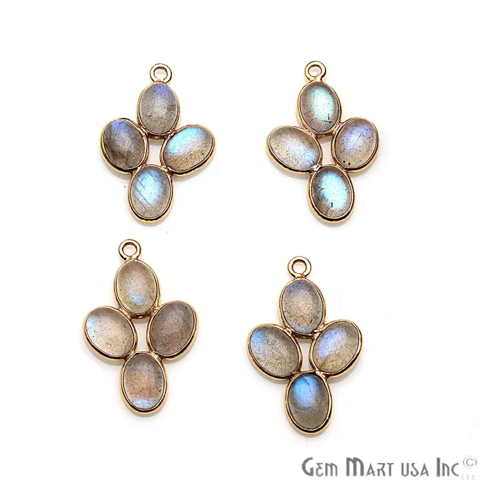 DIY Labradorite Gold Plated 28x18mm Flower Chandelier Finding Component GemmartUSA Earrings