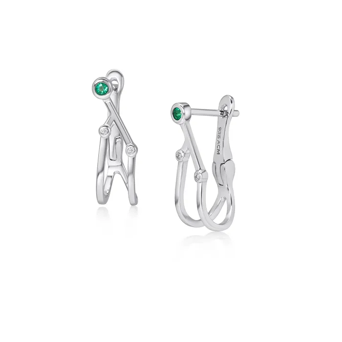 Earrings acemijewelry Zodiax Taurus Emerald Hoop
