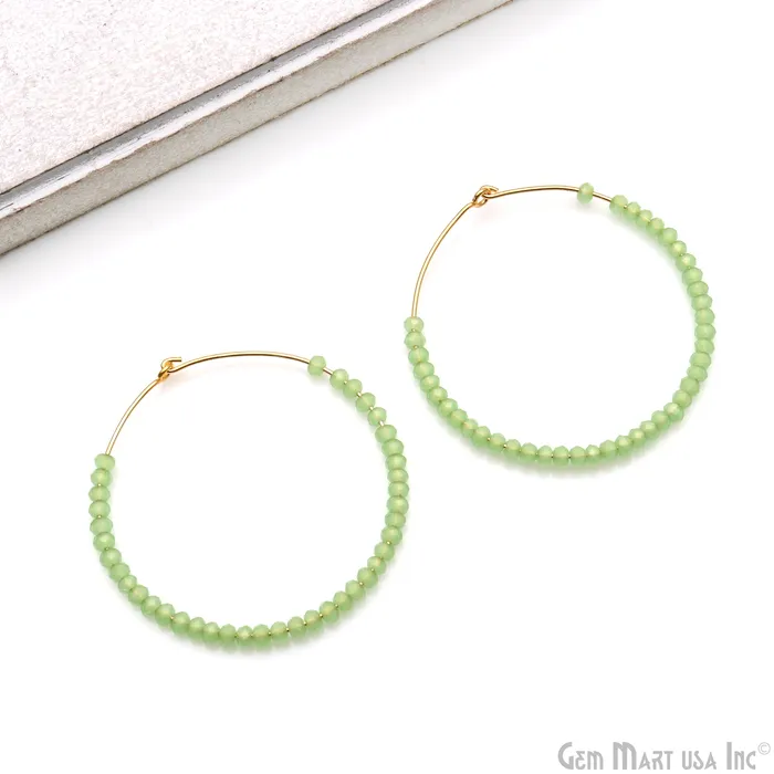 Earrings GemMartUSA Round Beaded 42mm Gemstone Gold Plated Hoop Earrings Earrings GemMartUSA Round Beaded 42mm Gemstone Gold Plated Hoop Earrings