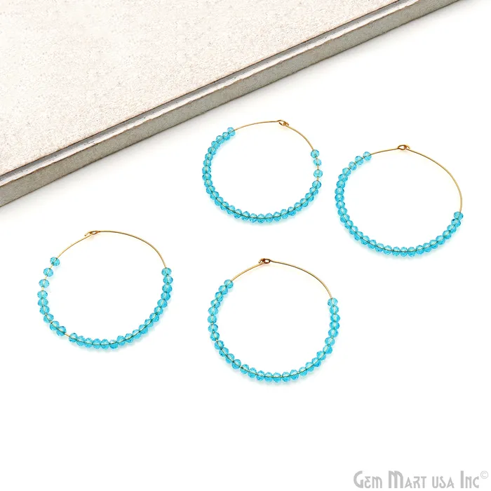 Earrings GemMartUSA Round Beaded 42mm Gemstone Gold Plated Hoop Earrings Earrings GemMartUSA Round Beaded 42mm Gemstone Gold Plated Hoop Earrings