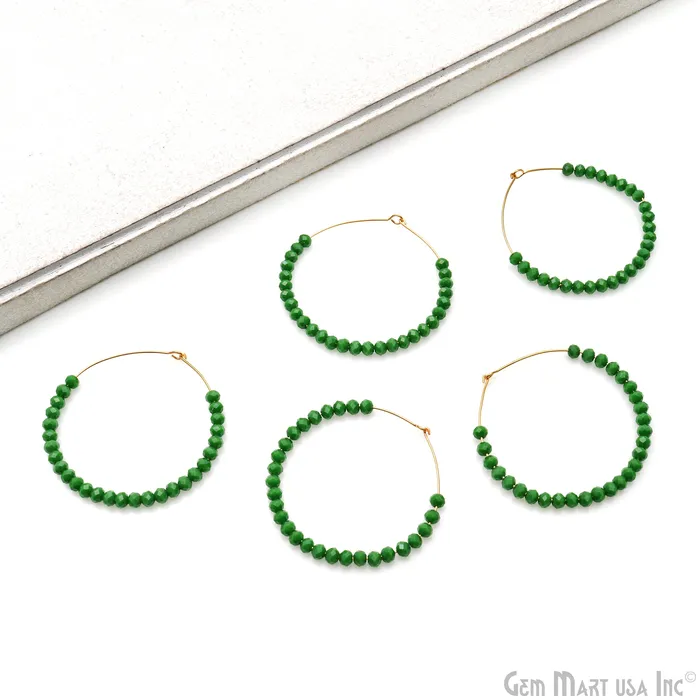 Earrings GemMartUSA Round Beaded 42mm Gemstone Gold Plated Hoop Earrings Earrings GemMartUSA Round Beaded 42mm Gemstone Gold Plated Hoop Earrings