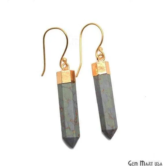 Earrings Pencil Shape 39x7mm Gold Plated Jasper Gemstone Hook Earrings Pick your Gemstone 901611 GemMartUSA Earrings Pencil Shape 39x7mm Gold Plated Jasper Gemstone Hook Earrings Pick your Gemstone 901611 GemMartUSA