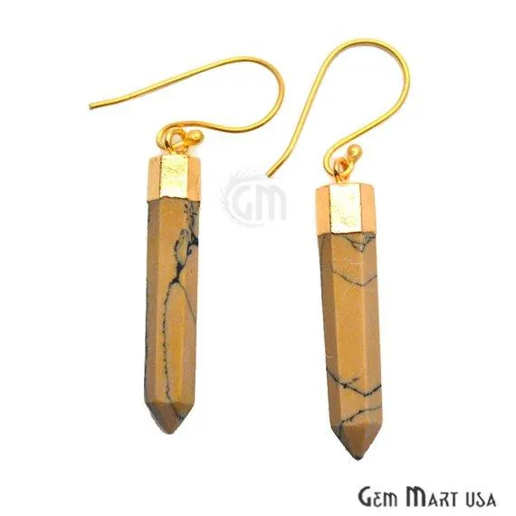 Earrings Pencil Shape 39x7mm Gold Plated Jasper Gemstone Hook Earrings Pick your Gemstone 901611 GemMartUSA Earrings Pencil Shape 39x7mm Gold Plated Jasper Gemstone Hook Earrings Pick your Gemstone 901611 GemMartUSA
