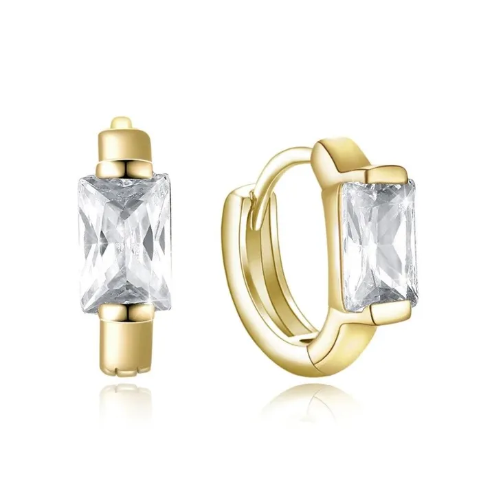 Earrings Personalized Jewel GoldColor Hoop Earrings CZ Square Stone For Women