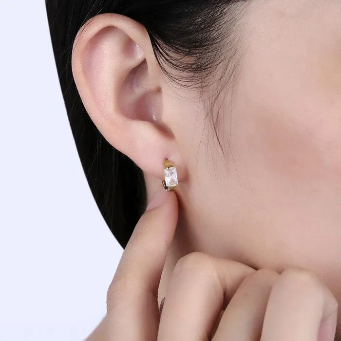 Earrings Personalized Jewel GoldColor Hoop Earrings CZ Square Stone For Women