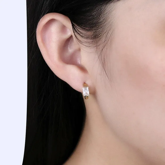 Earrings Personalized Jewel GoldColor Hoop Earrings CZ Square Stone For Women