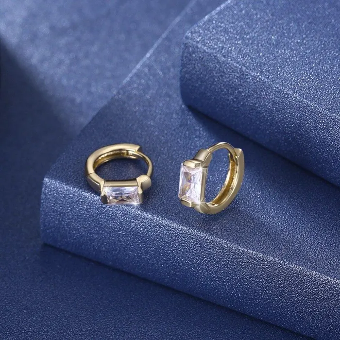 Earrings Personalized Jewel GoldColor Hoop Earrings CZ Square Stone For Women
