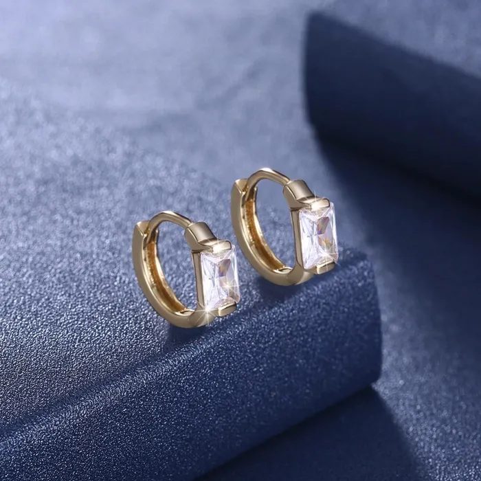 Earrings Personalized Jewel GoldColor Hoop Earrings CZ Square Stone For Women